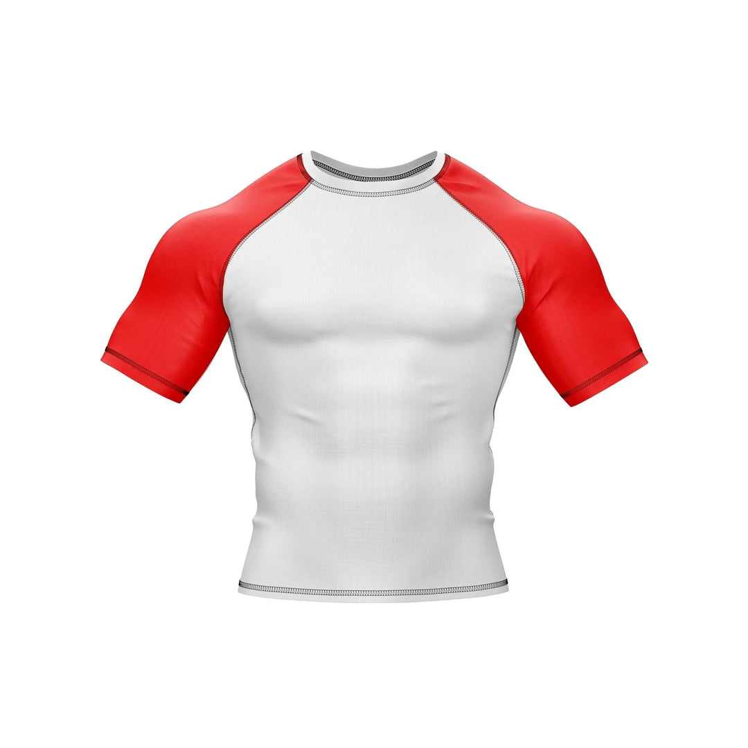 Red and White Compression Rash Guard - Ranked Rashguard | Combatra