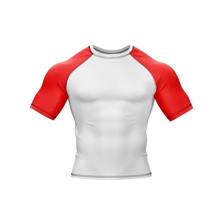Red and White Compression Rash Guard - Ranked Rashguard | Combatra