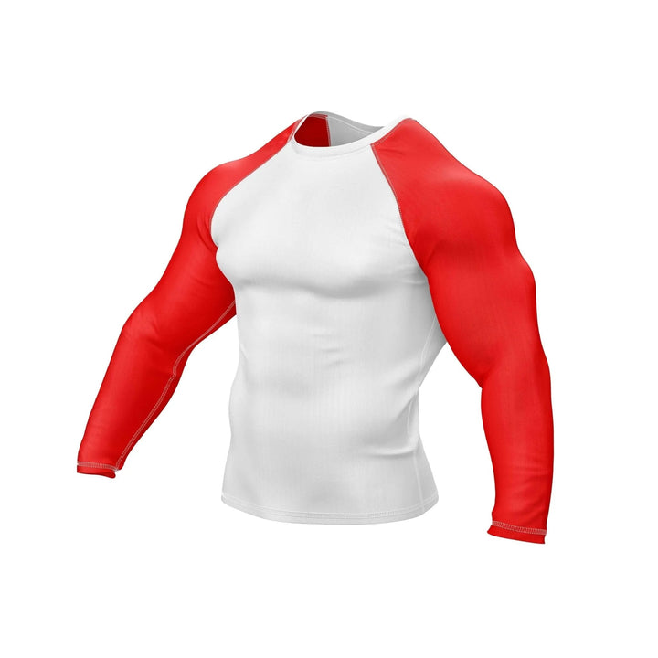 Red and White Compression Rash Guard - Ranked Rashguard | Combatra