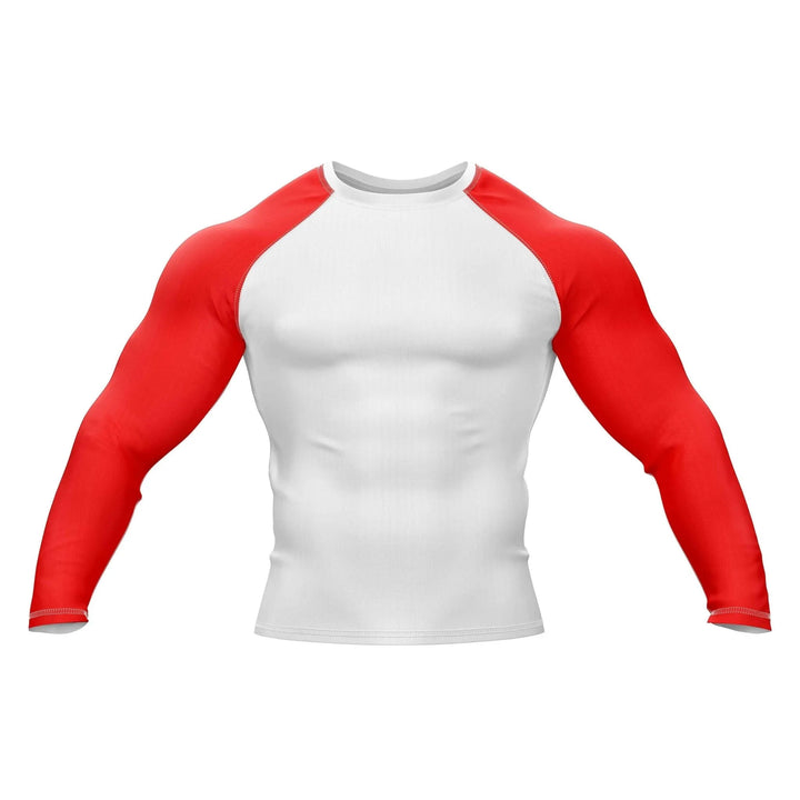 Red and White Compression Rash Guard - Ranked Rashguard | Combatra