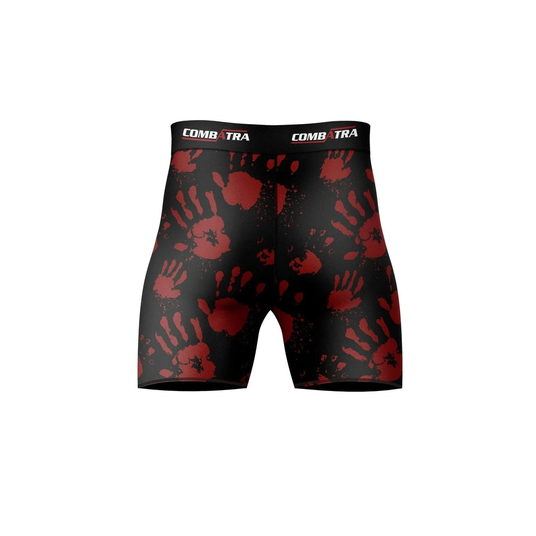 Red Handprint Design Compression Shorts - Compression Shorts | Combatra