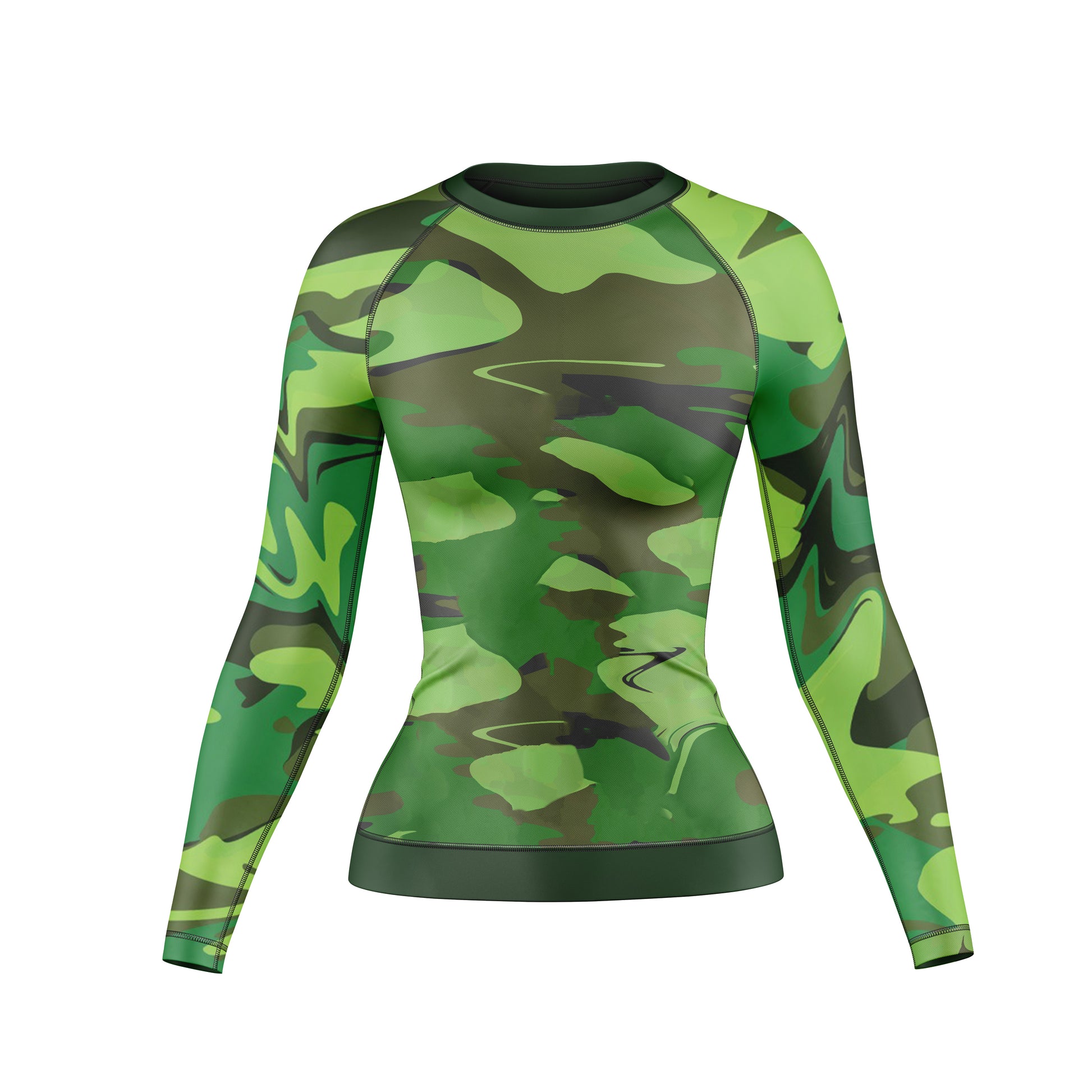 Green Camo battlefield Compression Rash Guard For Women - Combatra