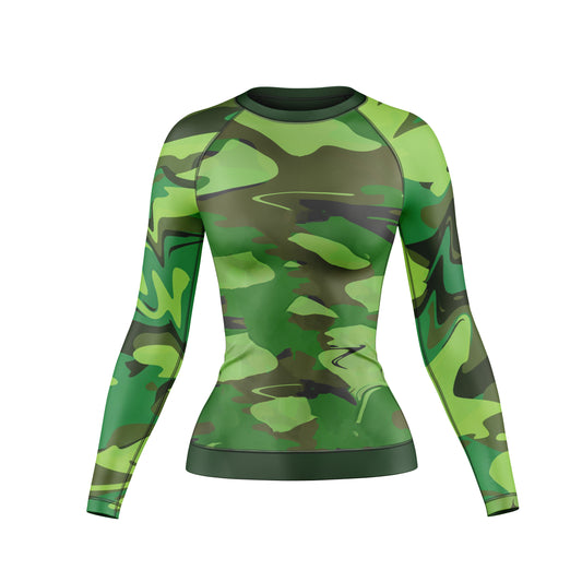 Green Camo battlefield Compression Rash Guard For Women - Combatra