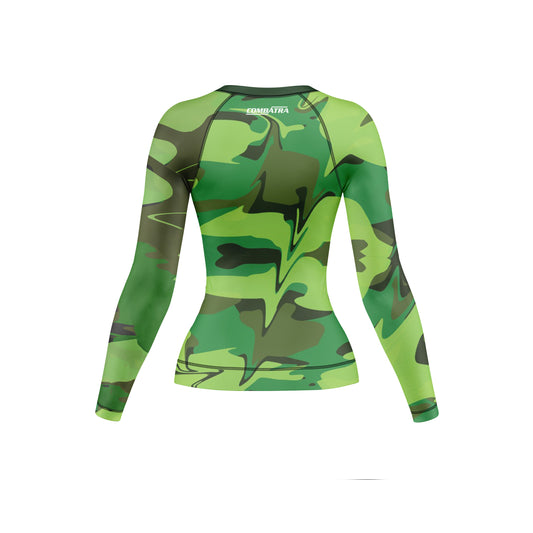 Green Camo battlefield Compression Rash Guard For Women - Combatra