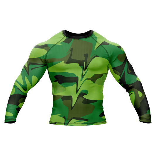 Green Camo Battle Field  Compression Rash Guard - Combatra