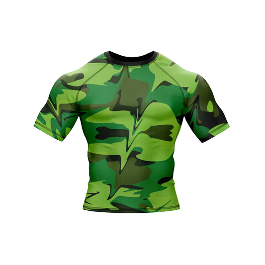 Green Camo Battle Field  Compression Rash Guard - Combatra