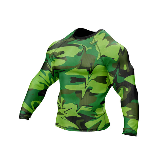 Green Camo Battle Field  Compression Rash Guard - Combatra