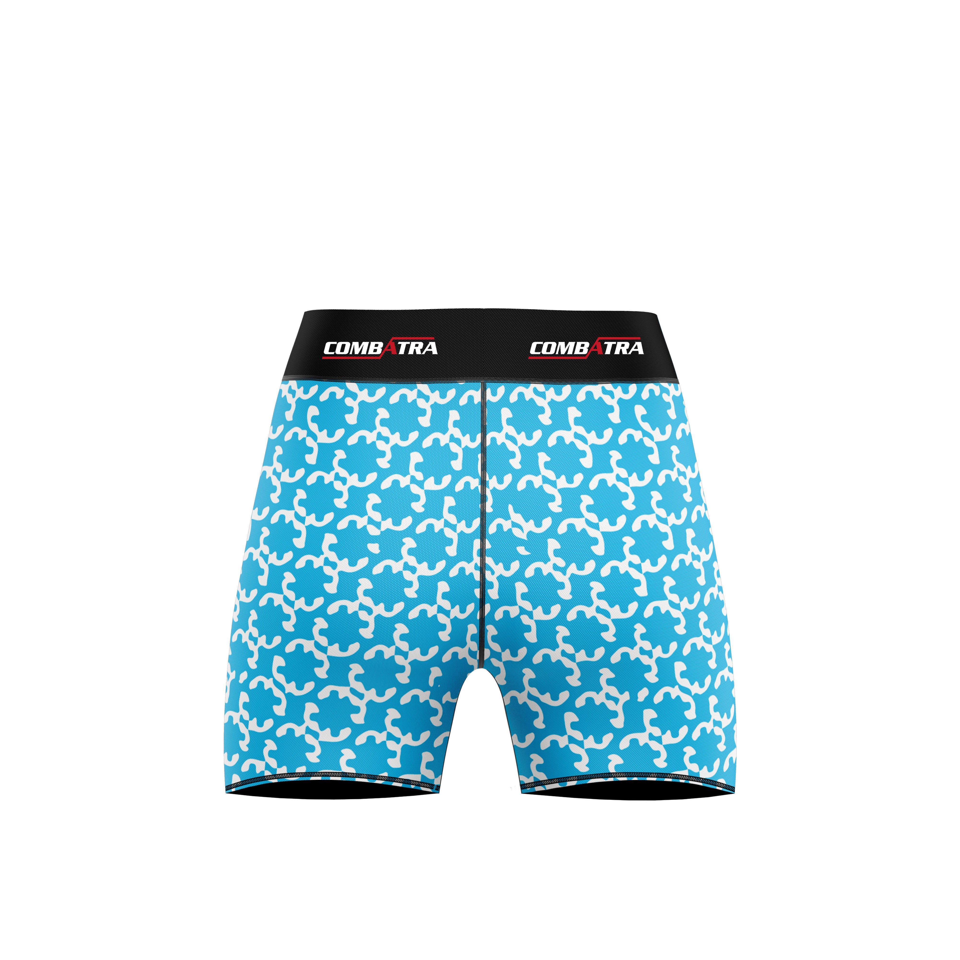 Abstract Sky Blue Women’s  Compression Shorts -  Combat Shorts