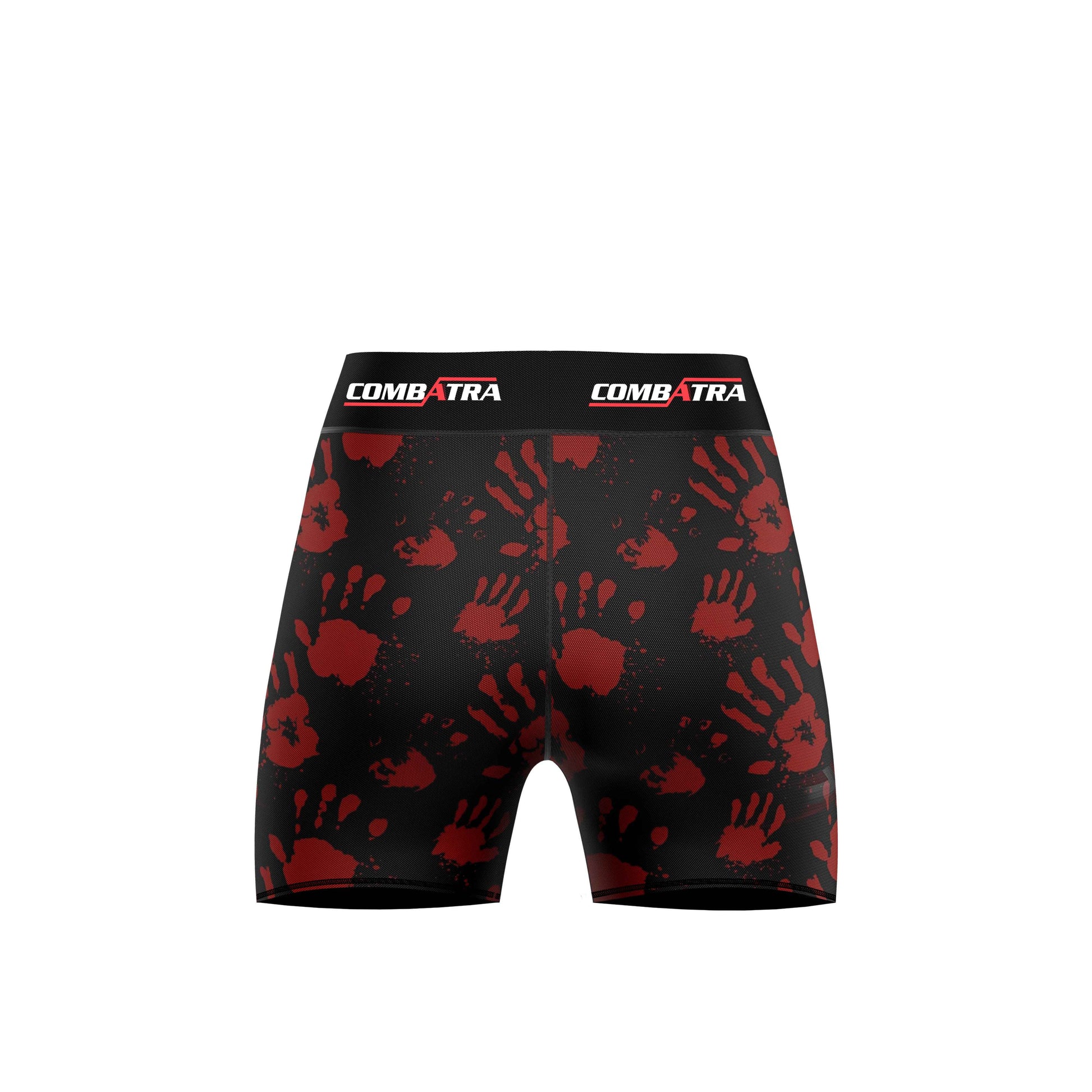 Red Handprint Design Compression Shorts