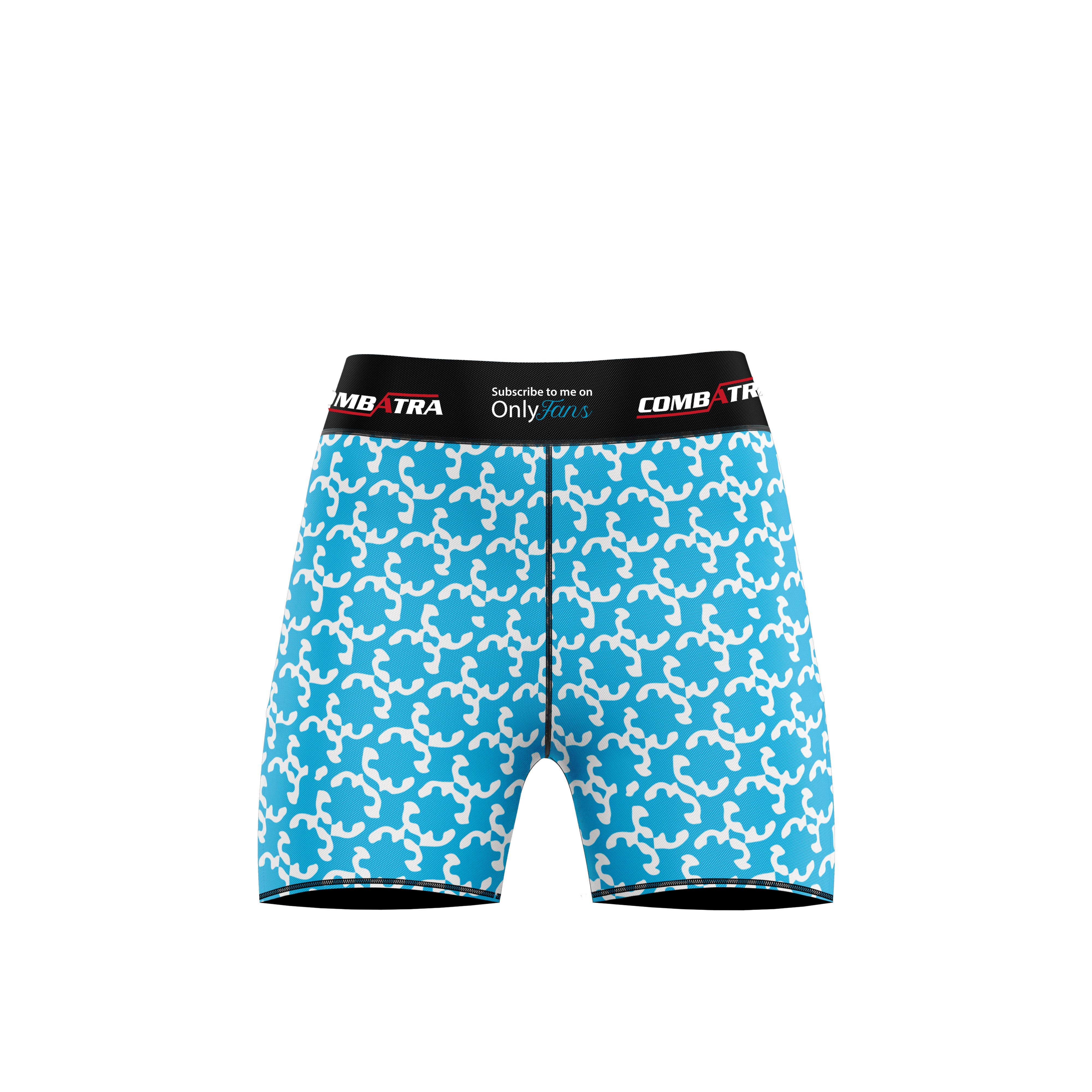 Abstract Sky Blue Women’s  Compression Shorts -  Combat Shorts