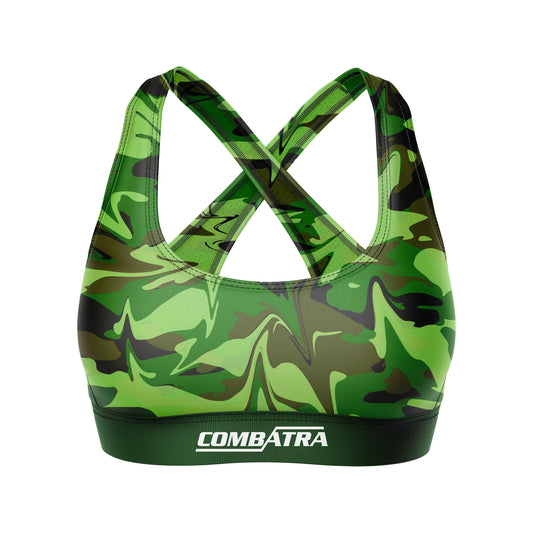 Green Battlefield Camo Sports Bra
