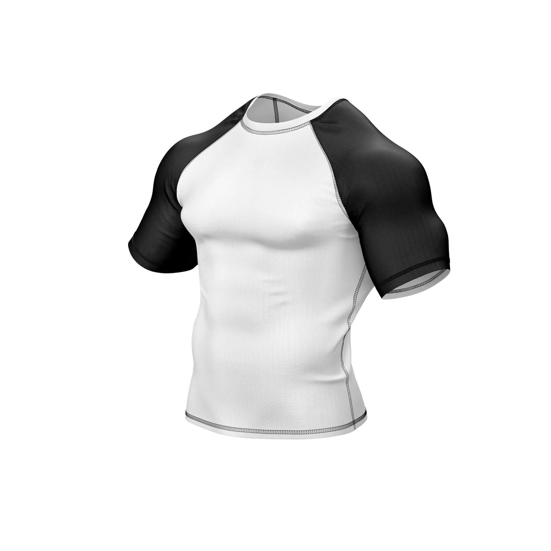 White and Black Compression Rash Guard - Ranked Rashguard | Combatra