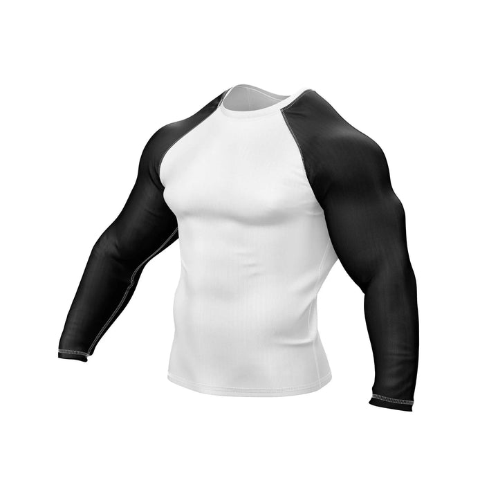 White and Black Compression Rash Guard - Ranked Rashguard | Combatra