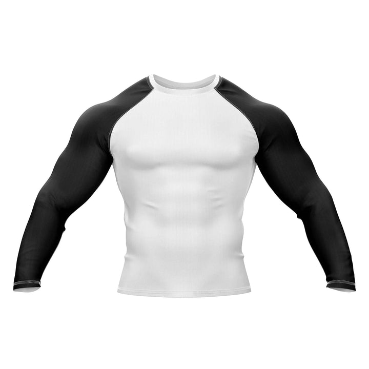 White and Black Compression Rash Guard - Ranked Rashguard | Combatra