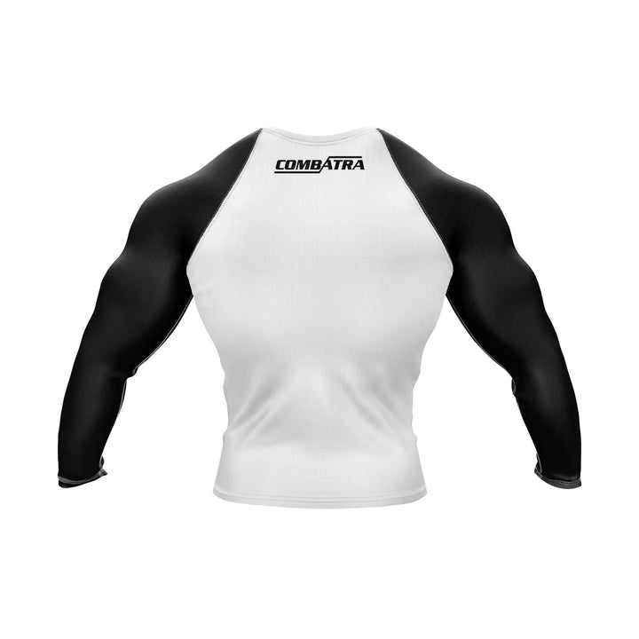 White and Black Compression Rash Guard - Ranked Rashguard | Combatra