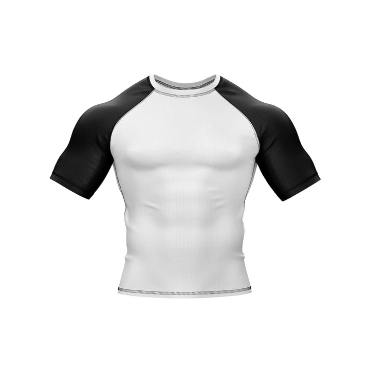 White and Black Compression Rash Guard - Ranked Rashguard | Combatra