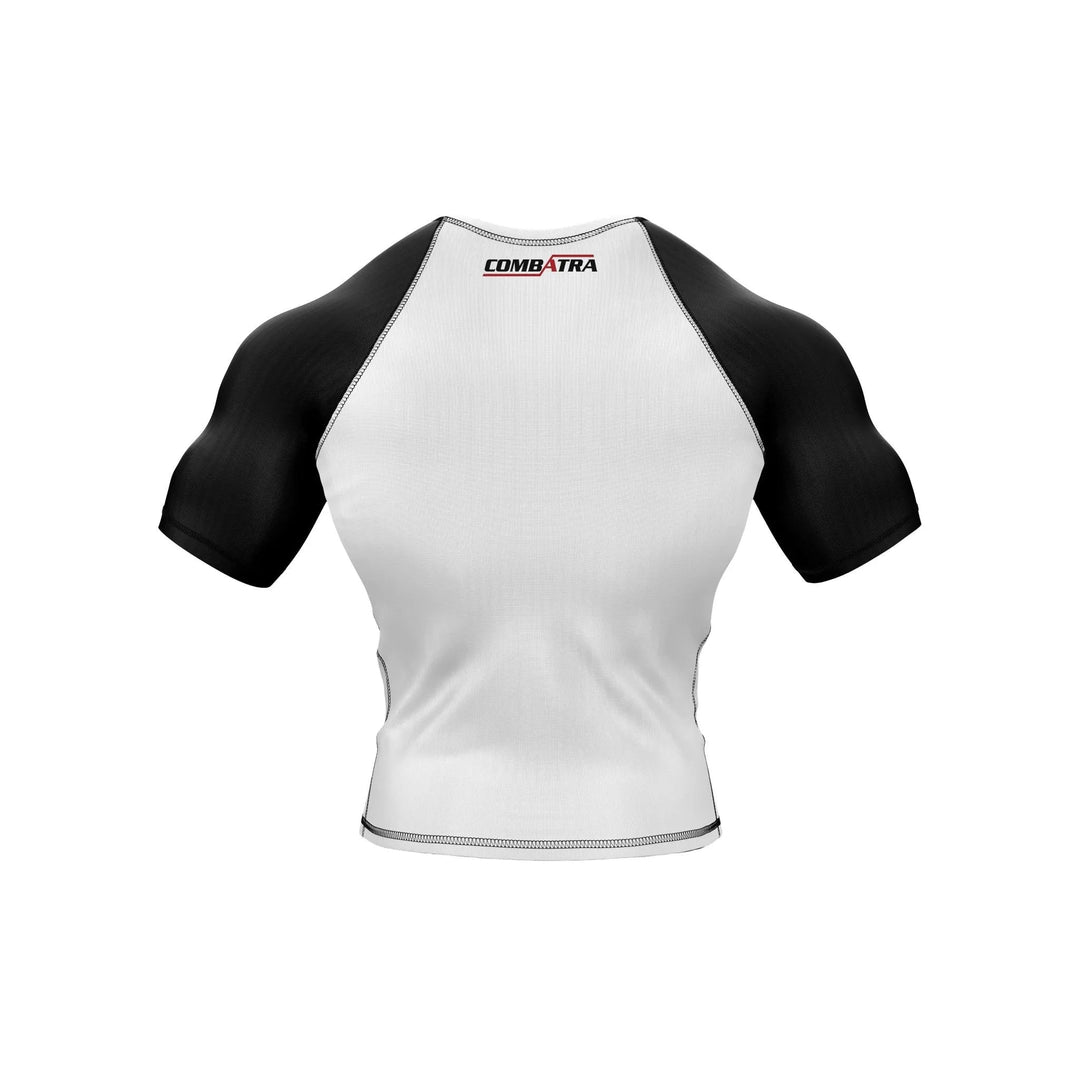 White and Black Compression Rash Guard - Ranked Rashguard | Combatra