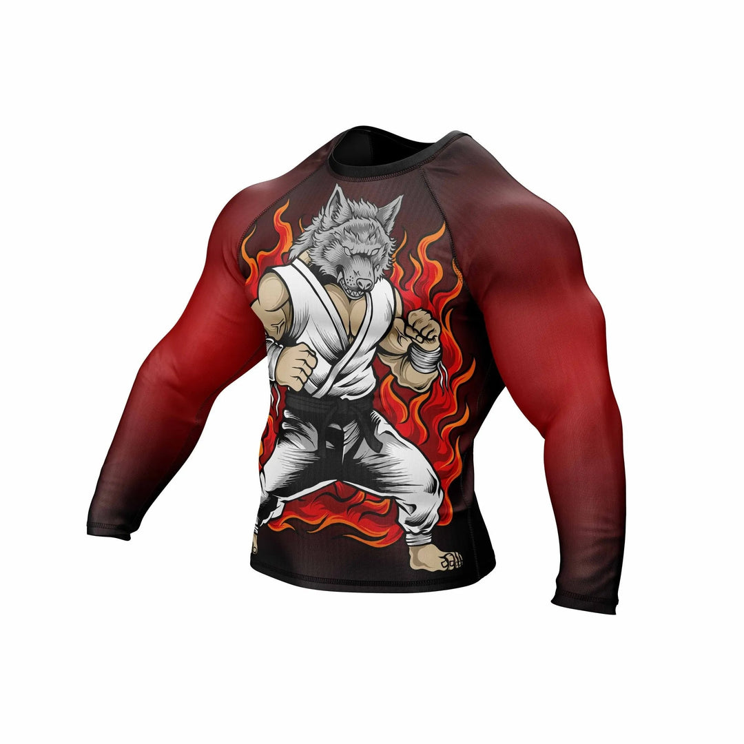 Wolf Flame Fight Mode Premium Rashguards - Premium Rashguards | Combatra