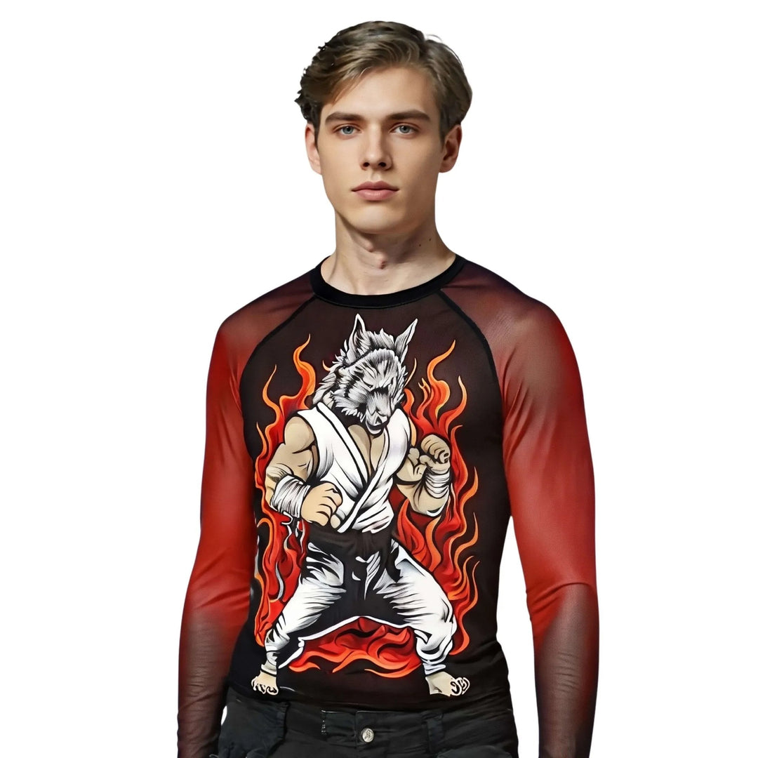 Wolf Flame Fight Mode Premium Rashguards - Premium Rashguards | Combatra