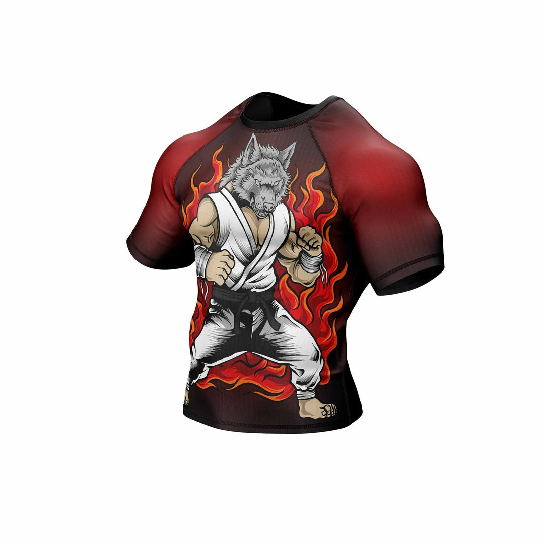 Wolf Flame Fight Mode Premium Rashguards - Premium Rashguards | Combatra