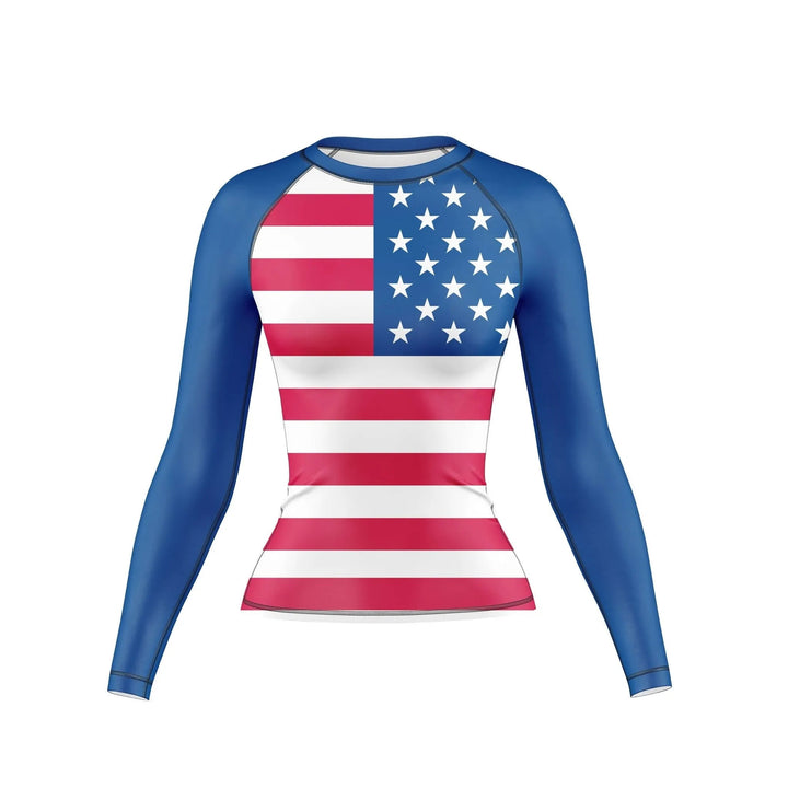 Women's USA Flag Rashguard - Patriotic Protection - Premium Rashguards | Combatra