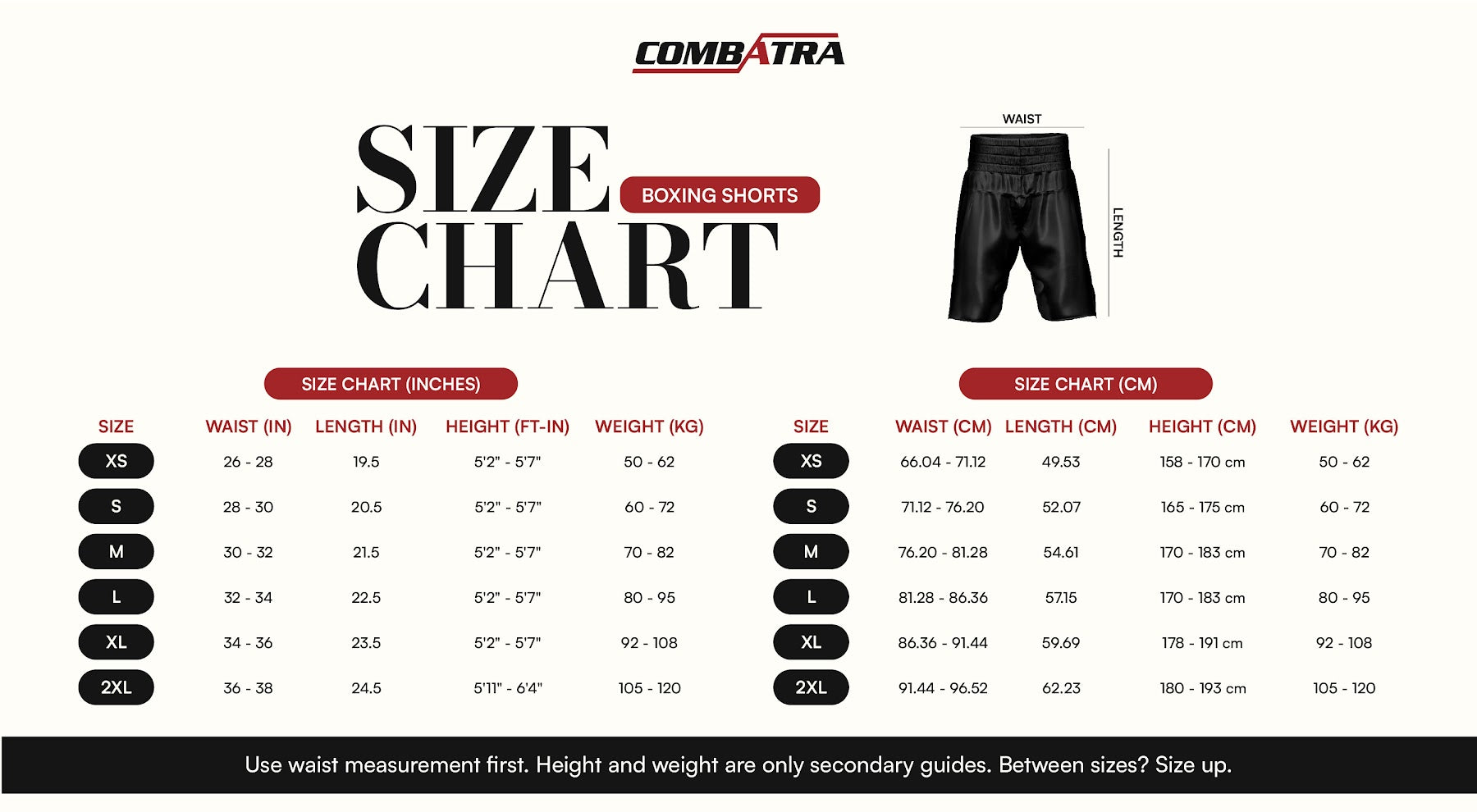Australia Pride Aussie Spirit Boxer Shorts | Combatra size chart