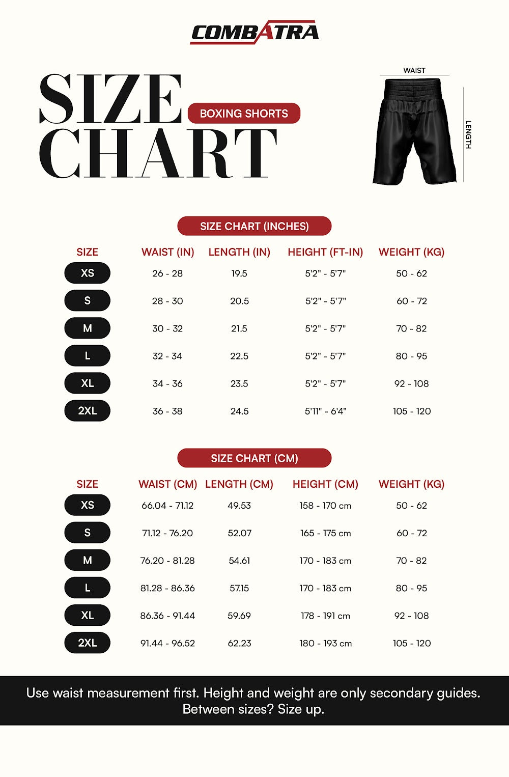 Aboriginal Flag Boxer Shorts | Combatra size chart