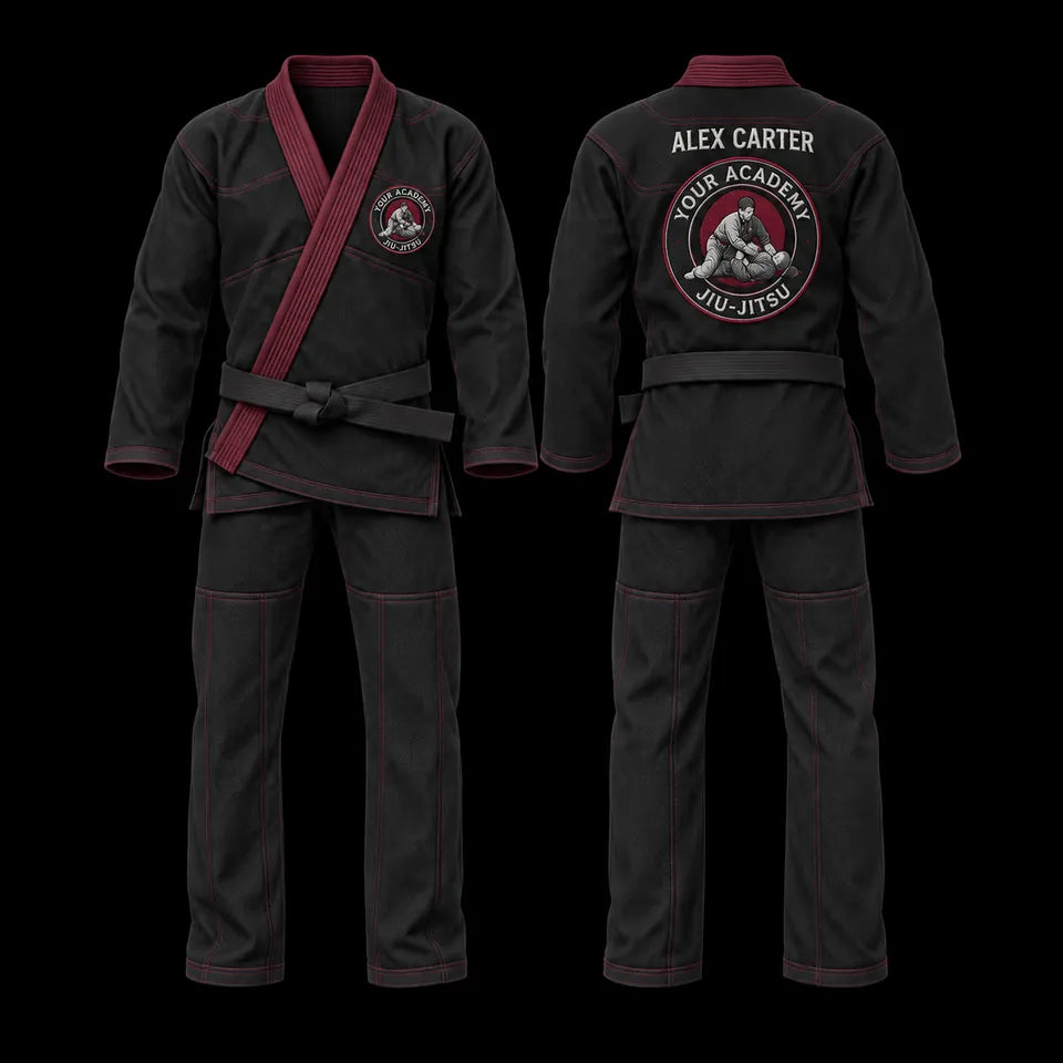 Standard Gi: Your academy identity. Your gym logo on the chest and back.